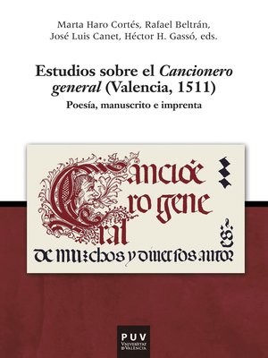 cover image of Estudios sobre el cancionero general (Valencia, 1511)